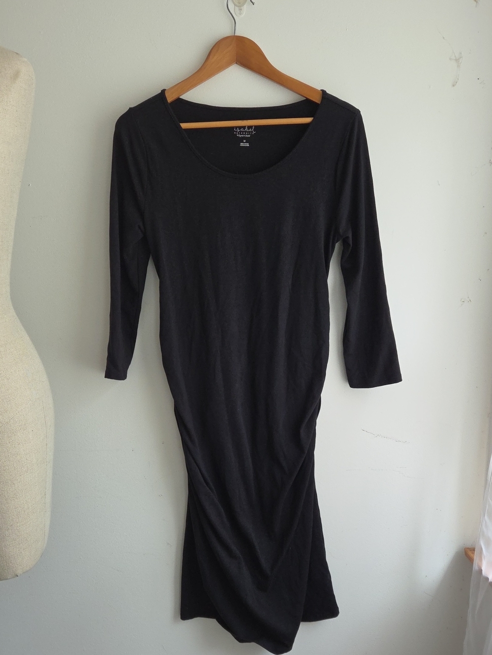 Isabel Maternity 3/4 Sleeve Black Dress